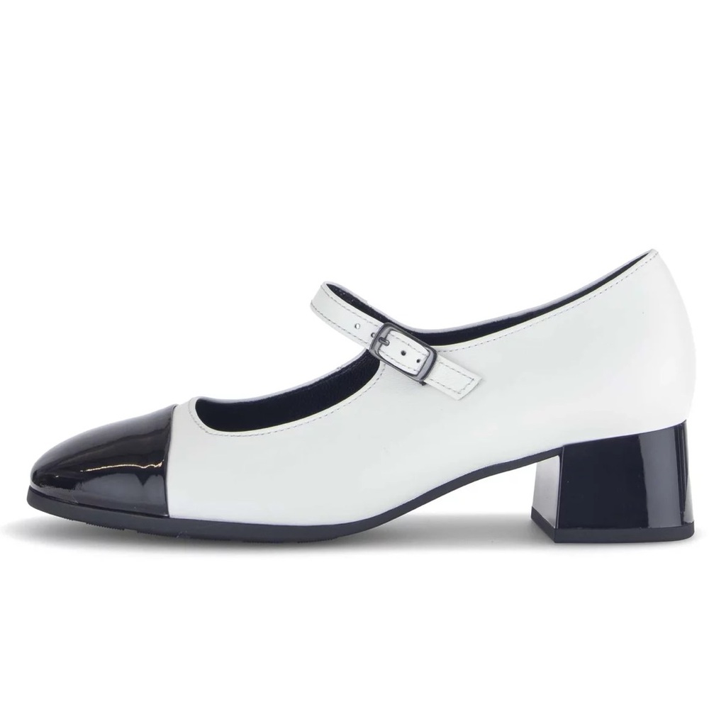 NWT GABOR US6 Mary Jane Block Heel Shoes Black White Leather Buckle - US 6 - Picture 3 of 16
